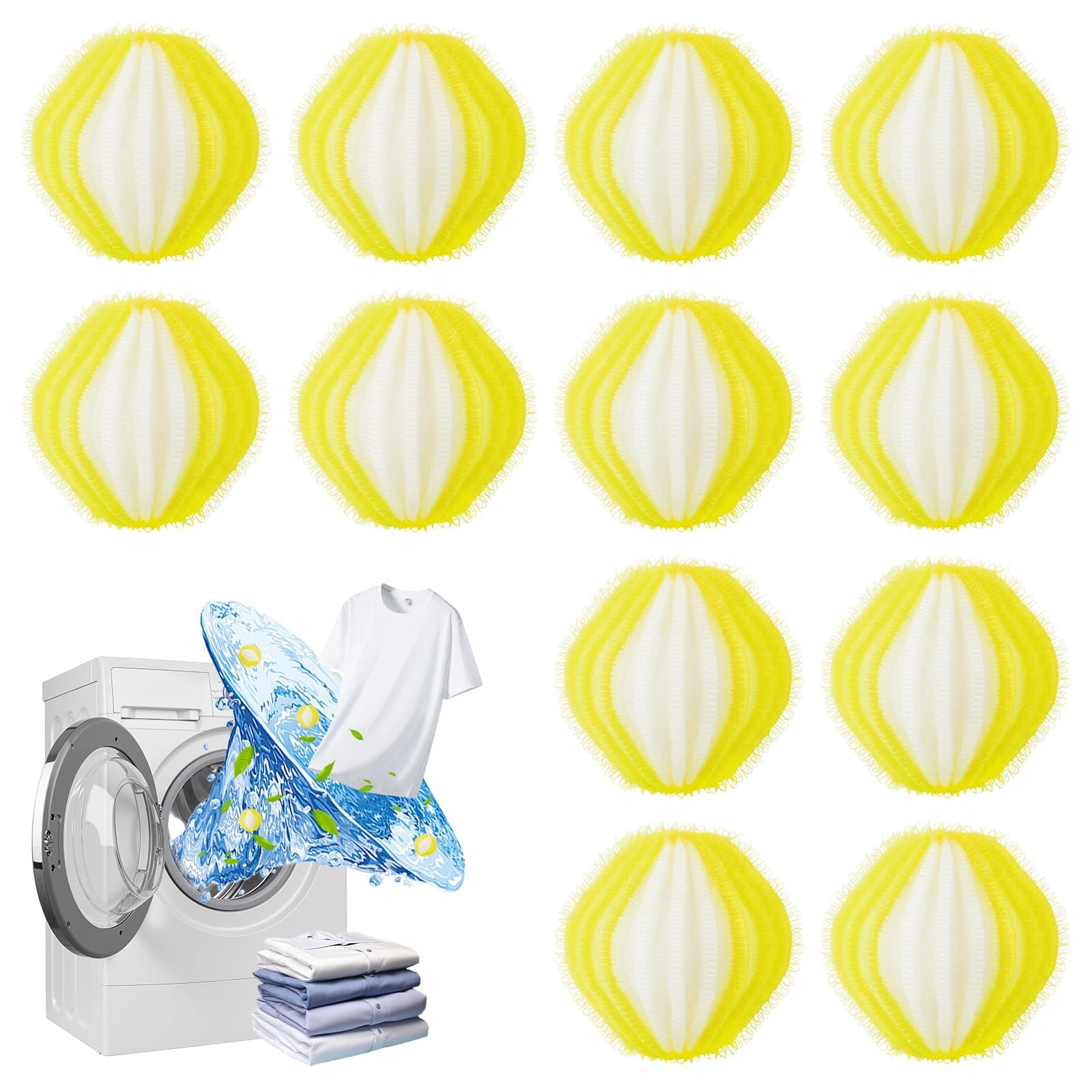 Quelcc Palline Bucato Gialle 12 Pezzi Antipelo 3,5 cm