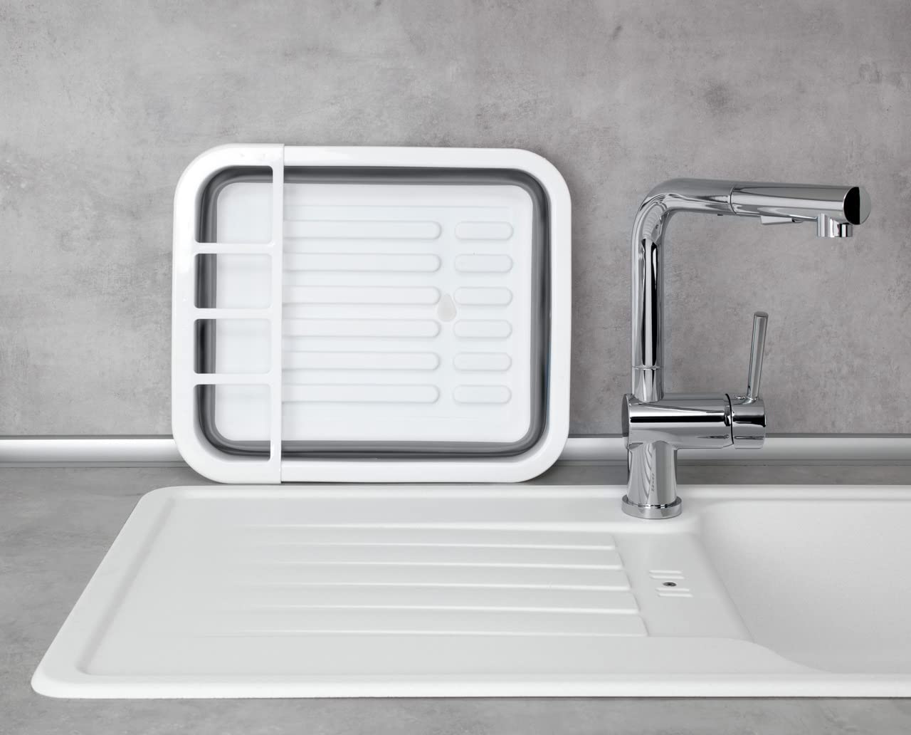 Wenko scolapiatti pieghevole bianco/grigio 36,5 cm salvaspazio