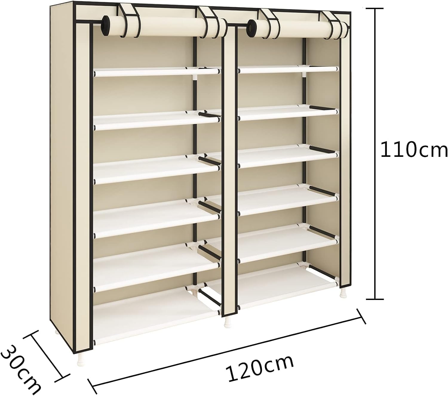 Cecaro Group Scarpiera Tessuto 7 Ripiani 36 Paia Beige 120 cm