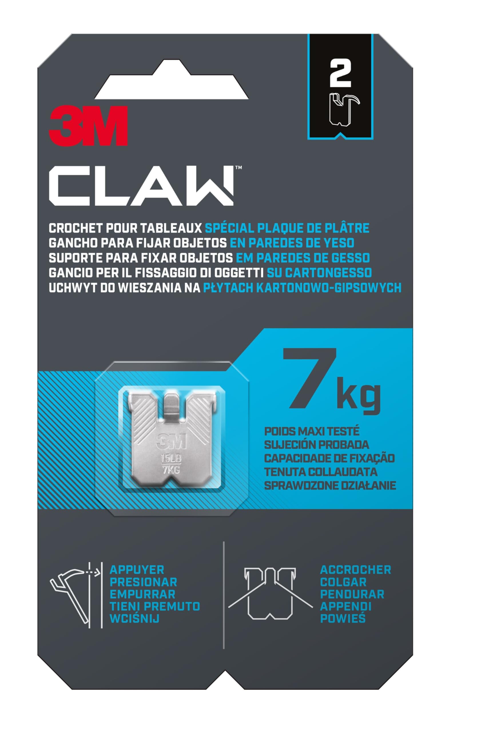 Command Claw Gancio Cartongesso Appendiquadri 7 Kg 2 Pezzi