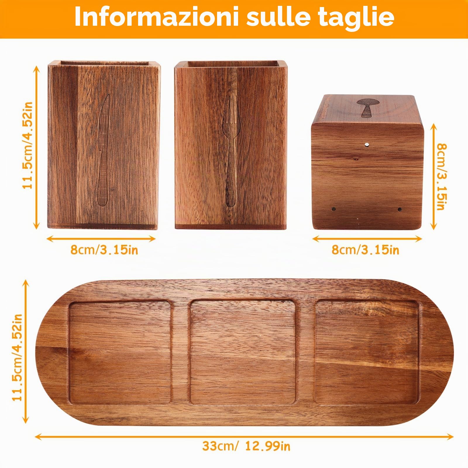 Gachiwar Scolaposate Legno Acacia 33x11,5 cm Set 3 Pezzi