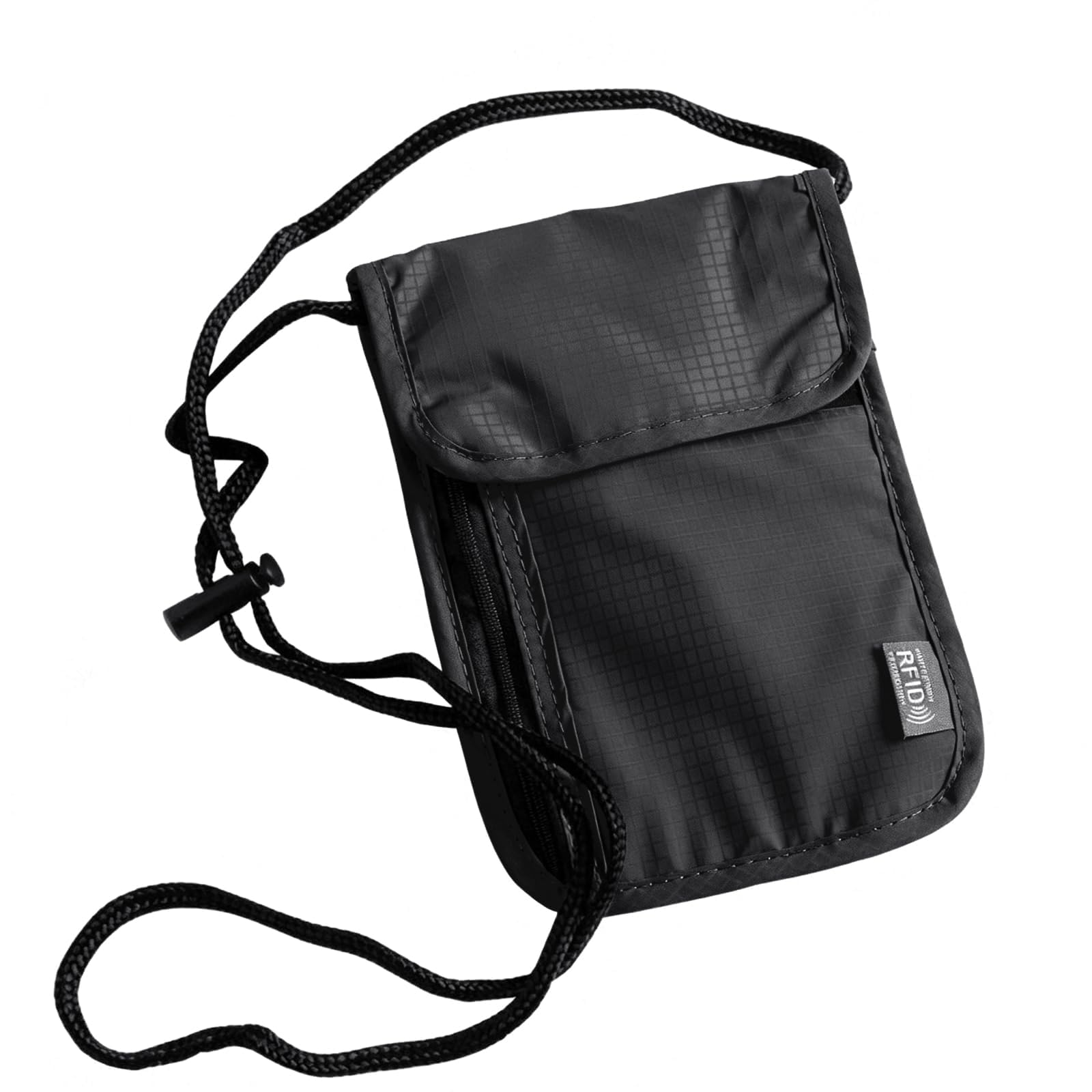 Quelcc Portadocumenti da Collo Grigio RFID Nylon