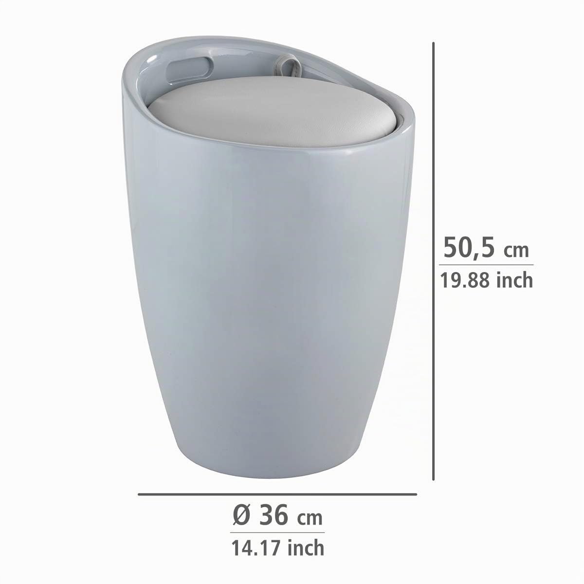 Wenko Candy sgabello portabiancheria grigio 20 litri imbottito