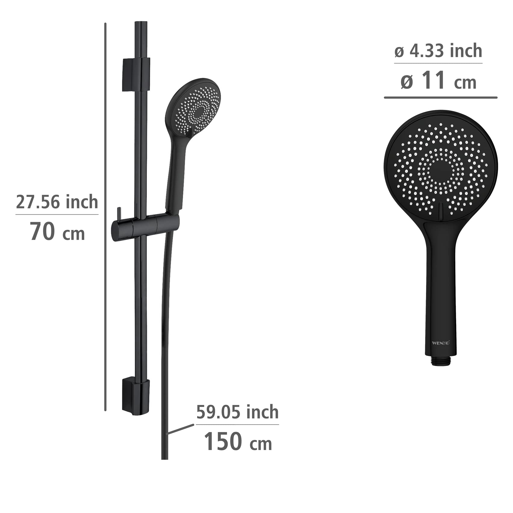 Wenko 25453100 Set Doccia Risparmio Idrico Nero 3 Getti