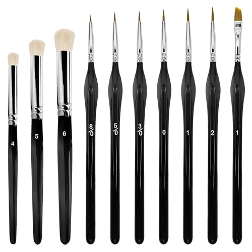 Quelcc Set Pennelli Miniature 10 Pezzi Dry Brush Dettagli