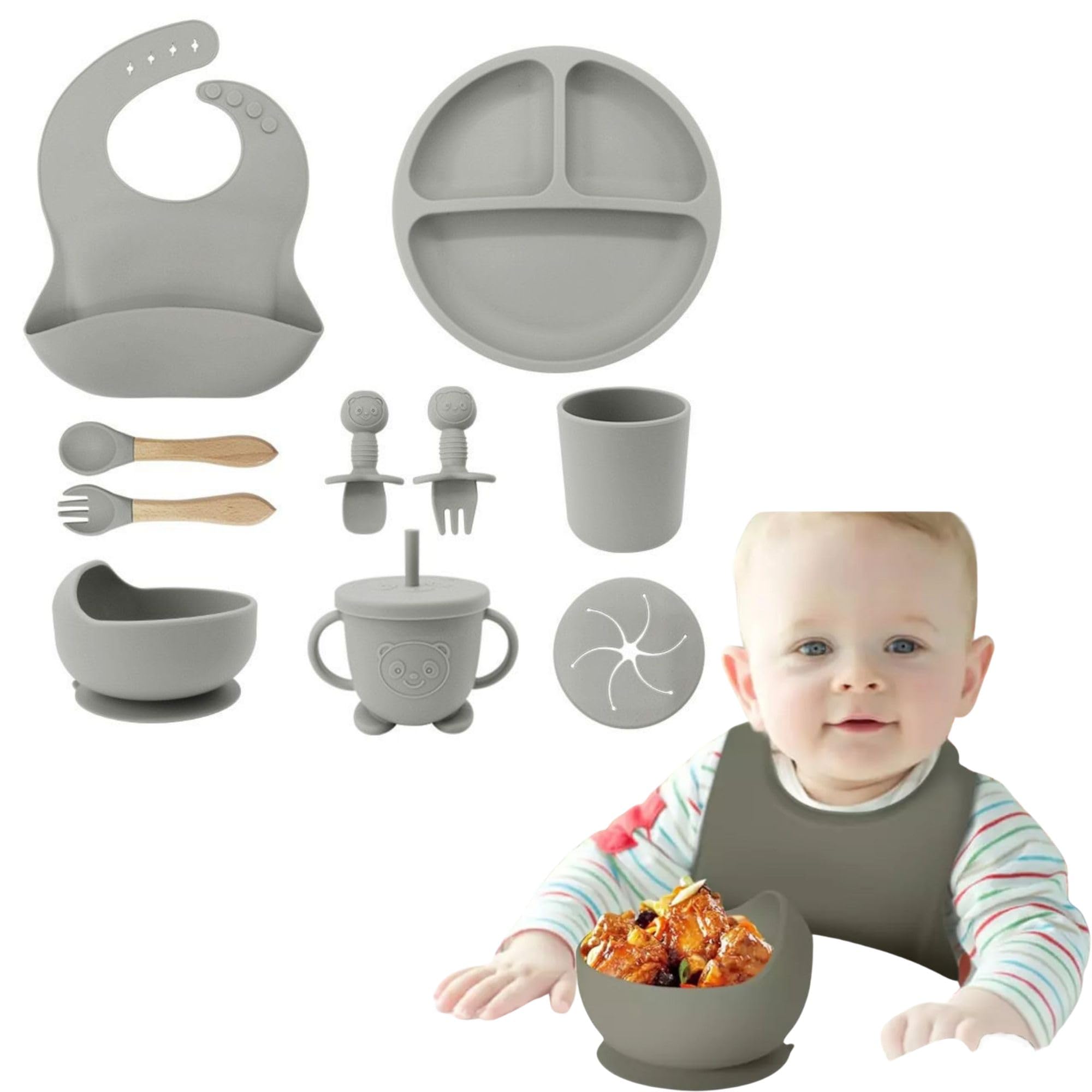 Cecaro Group set pappa svezzamento silicone 10 pezzi ventosa