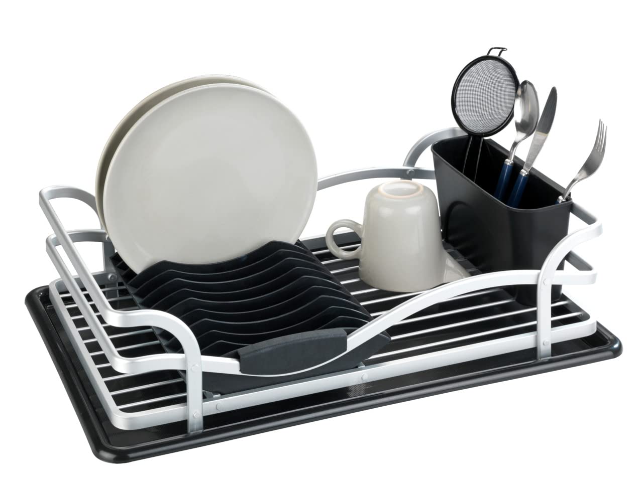 Wenko Alu scolapiatti alluminio 46,5 cm argento nero