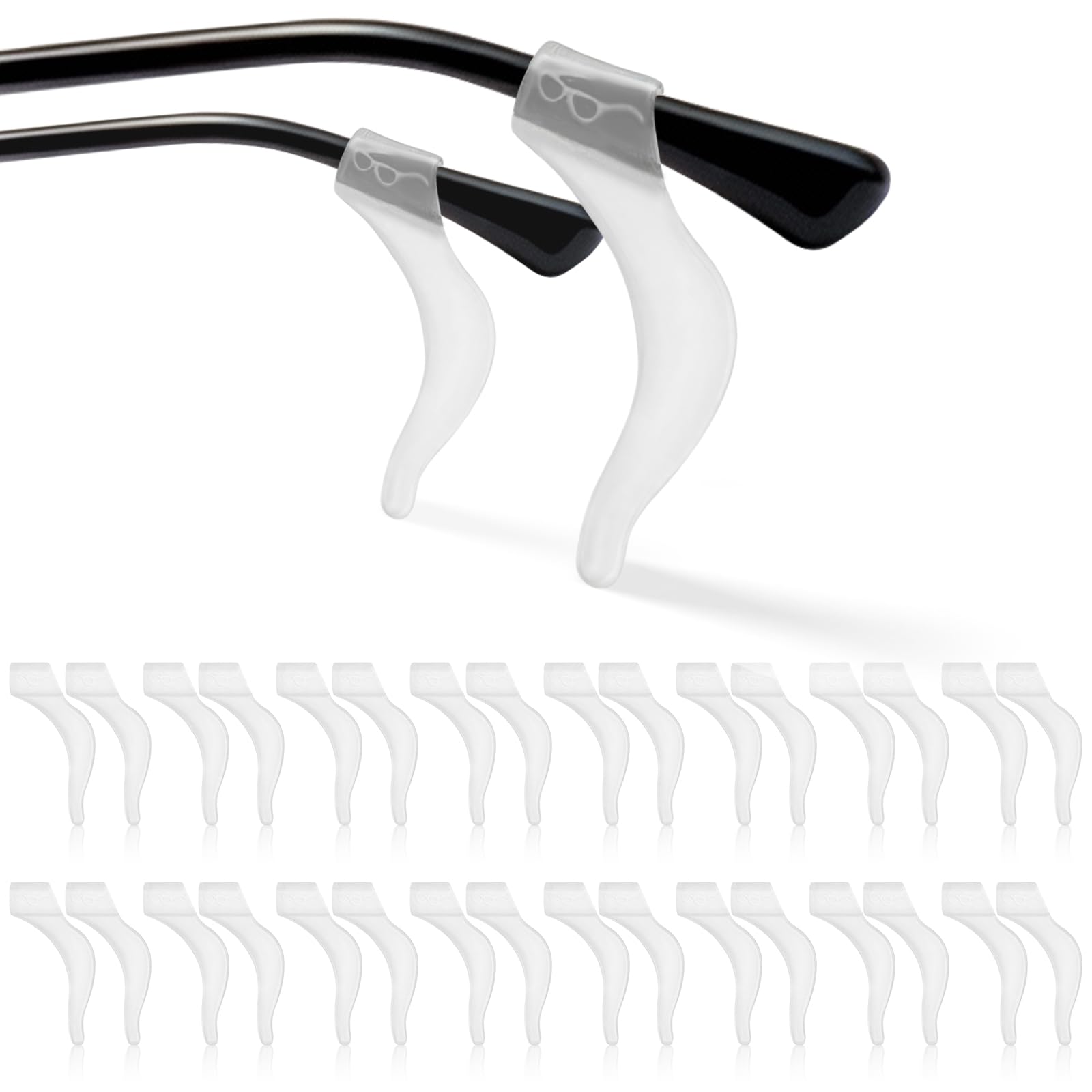 Quelcc ferma occhiali silicone 16 paia nero bianco antiscivolo