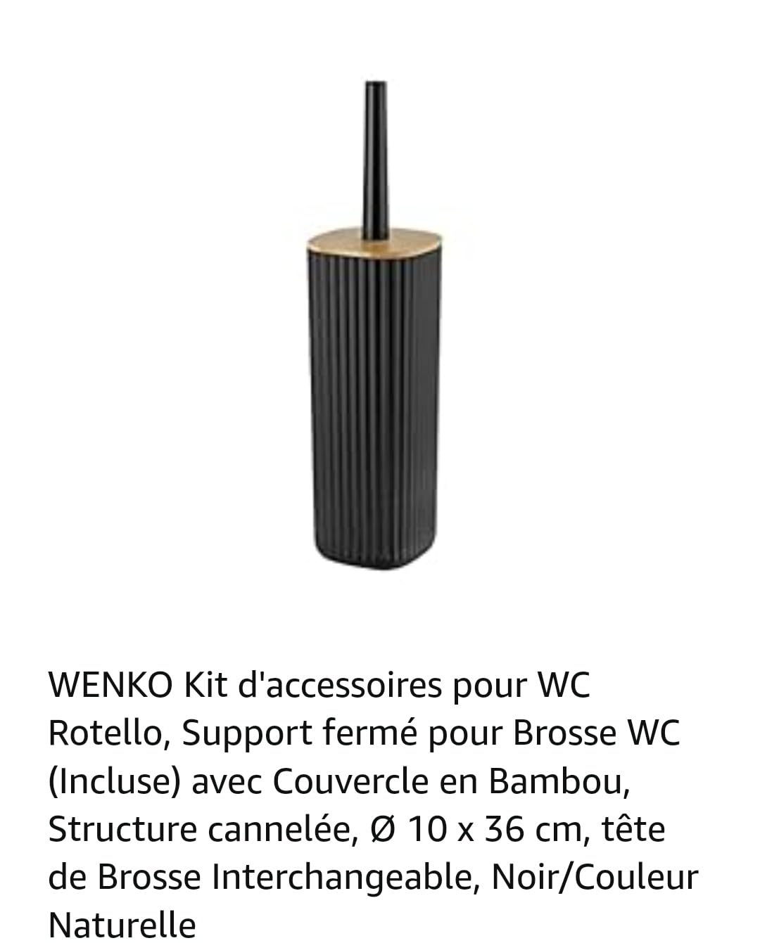 Wenko Rotello scopino WC nero naturale con portascopino