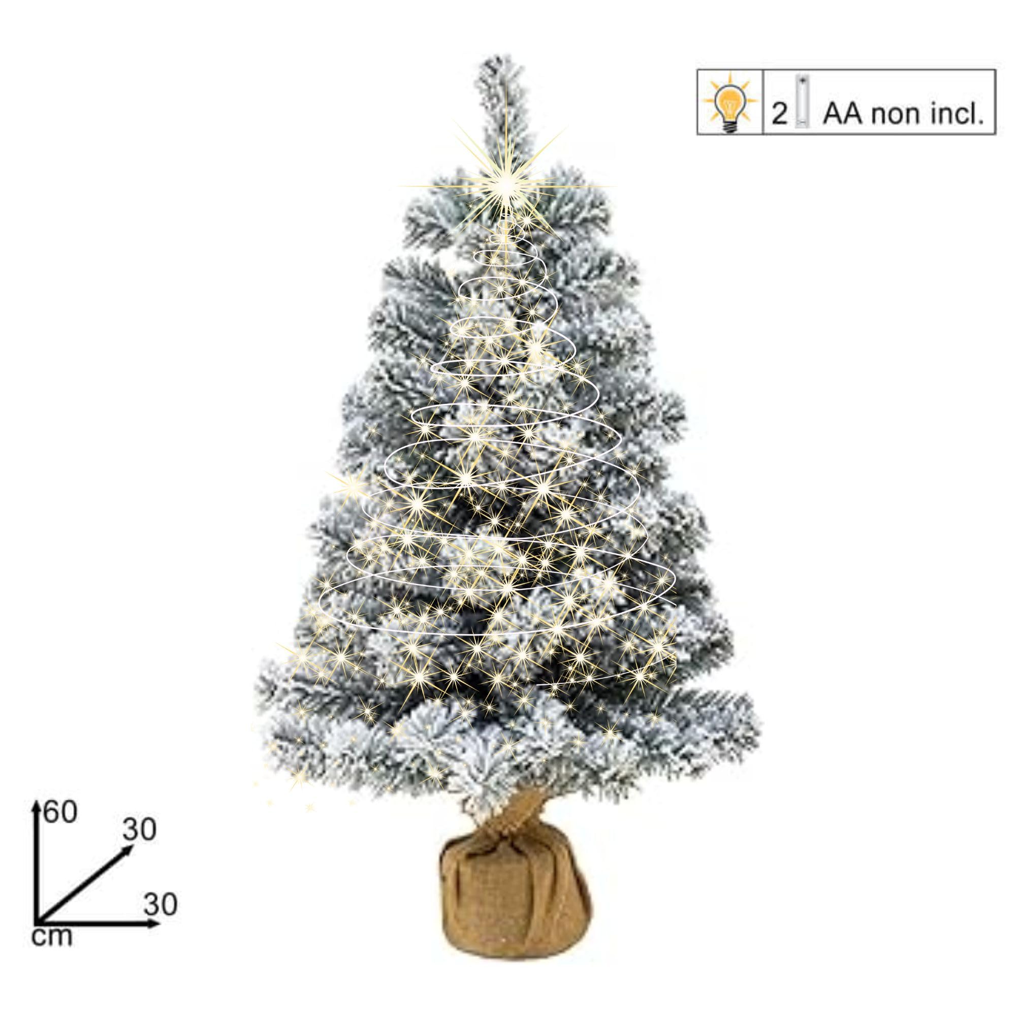 Cecaro Group Albero Innevato 60 cm 50 Punte LED Juta
