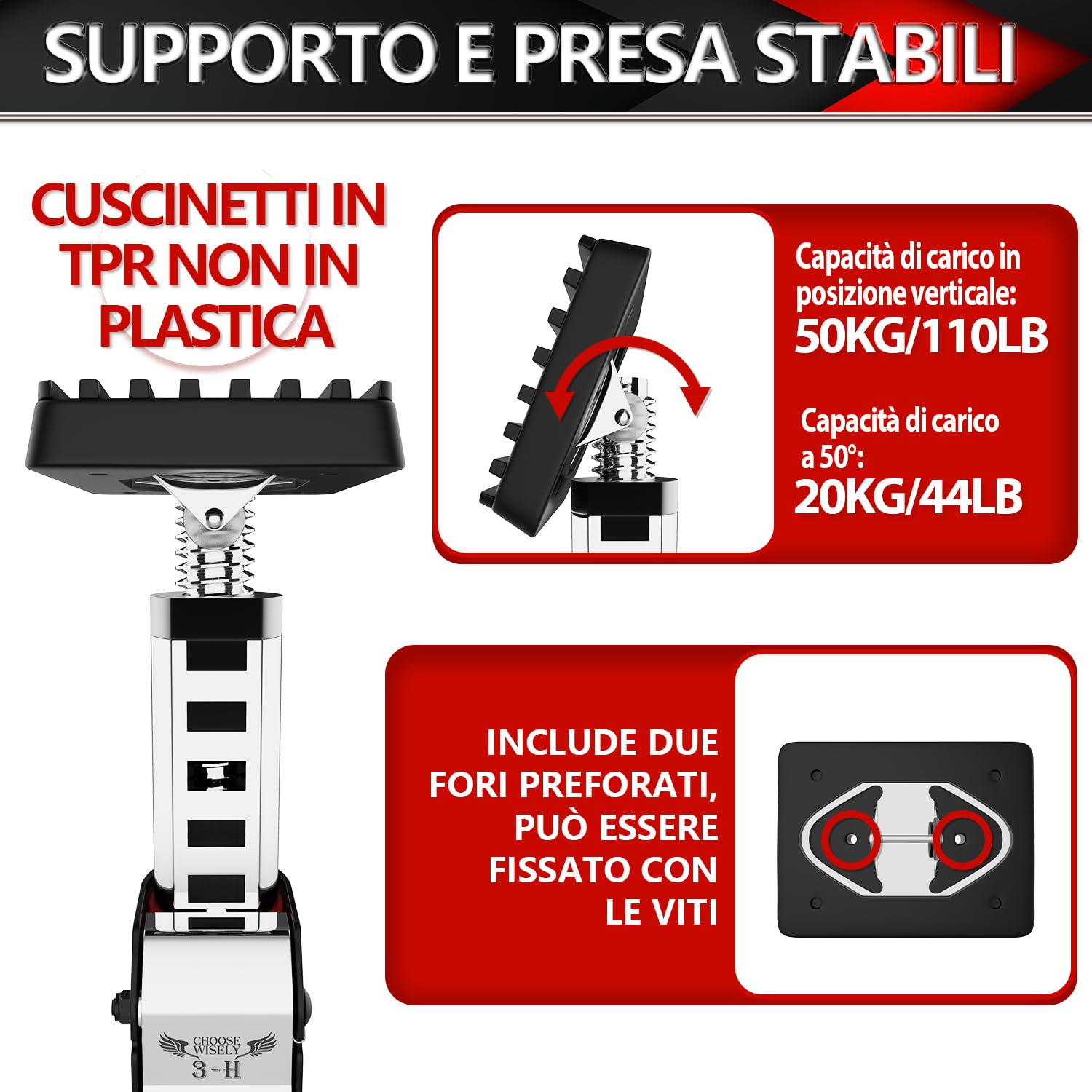 3-H Puntello Telescopico 40-70 cm 4 pezzi rosso 50 kg