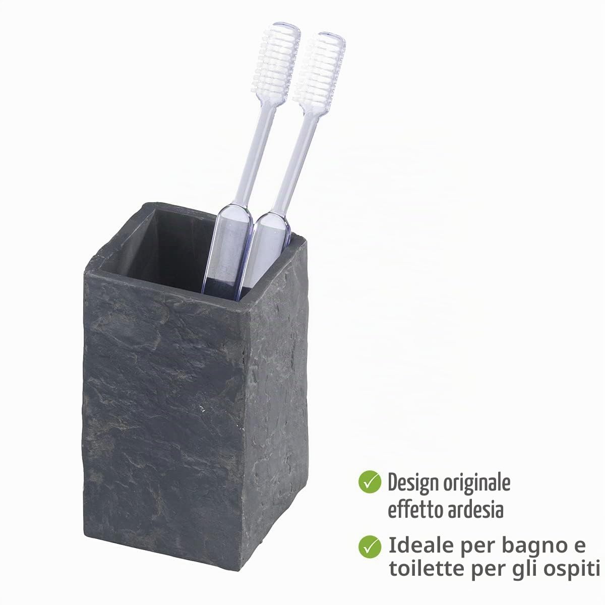 Wenko 17920100 Slate Rock bicchiere portaspazzolini antracite
