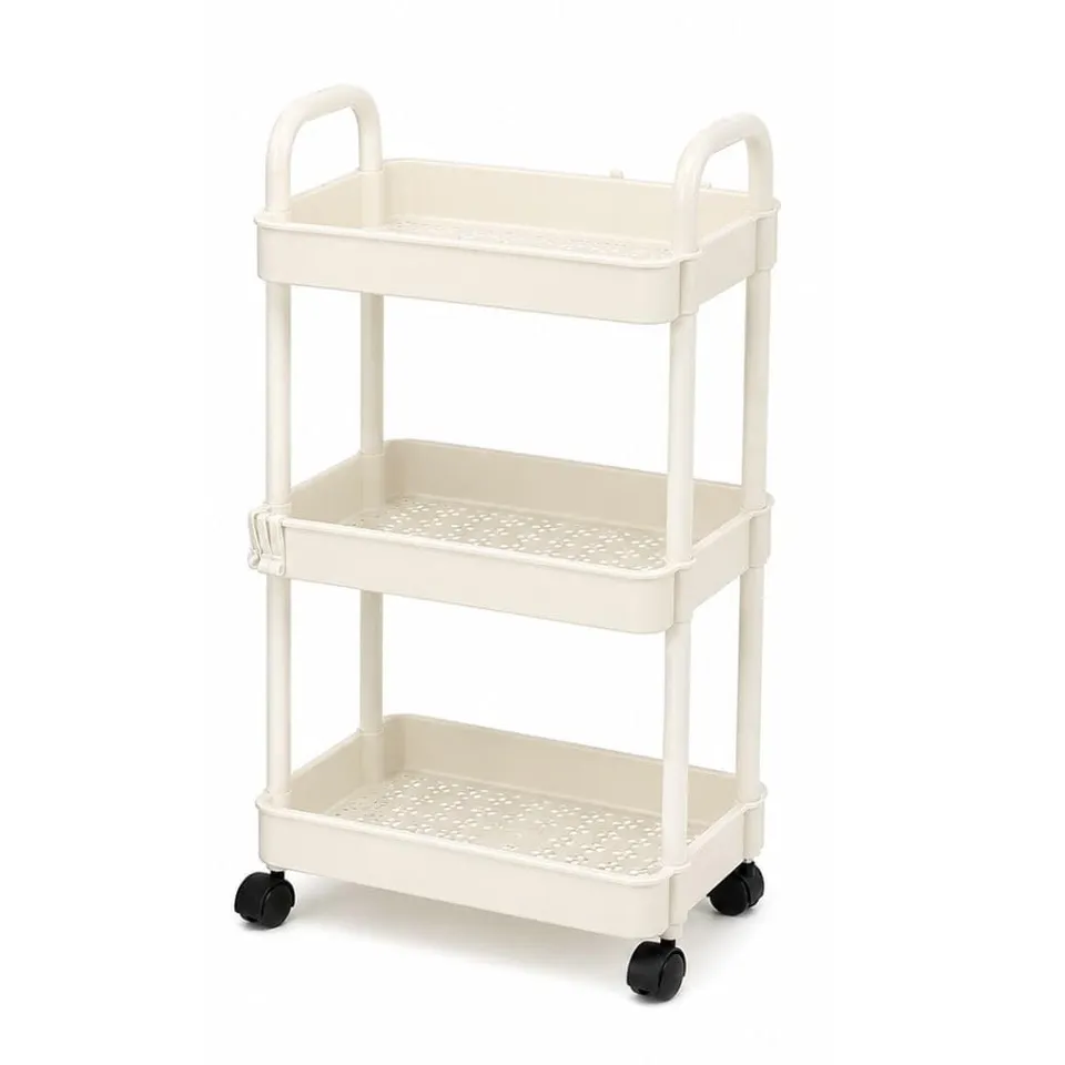 Cecaro Group carrello 3 ripiani con ruote nero bianco salvaspazio
