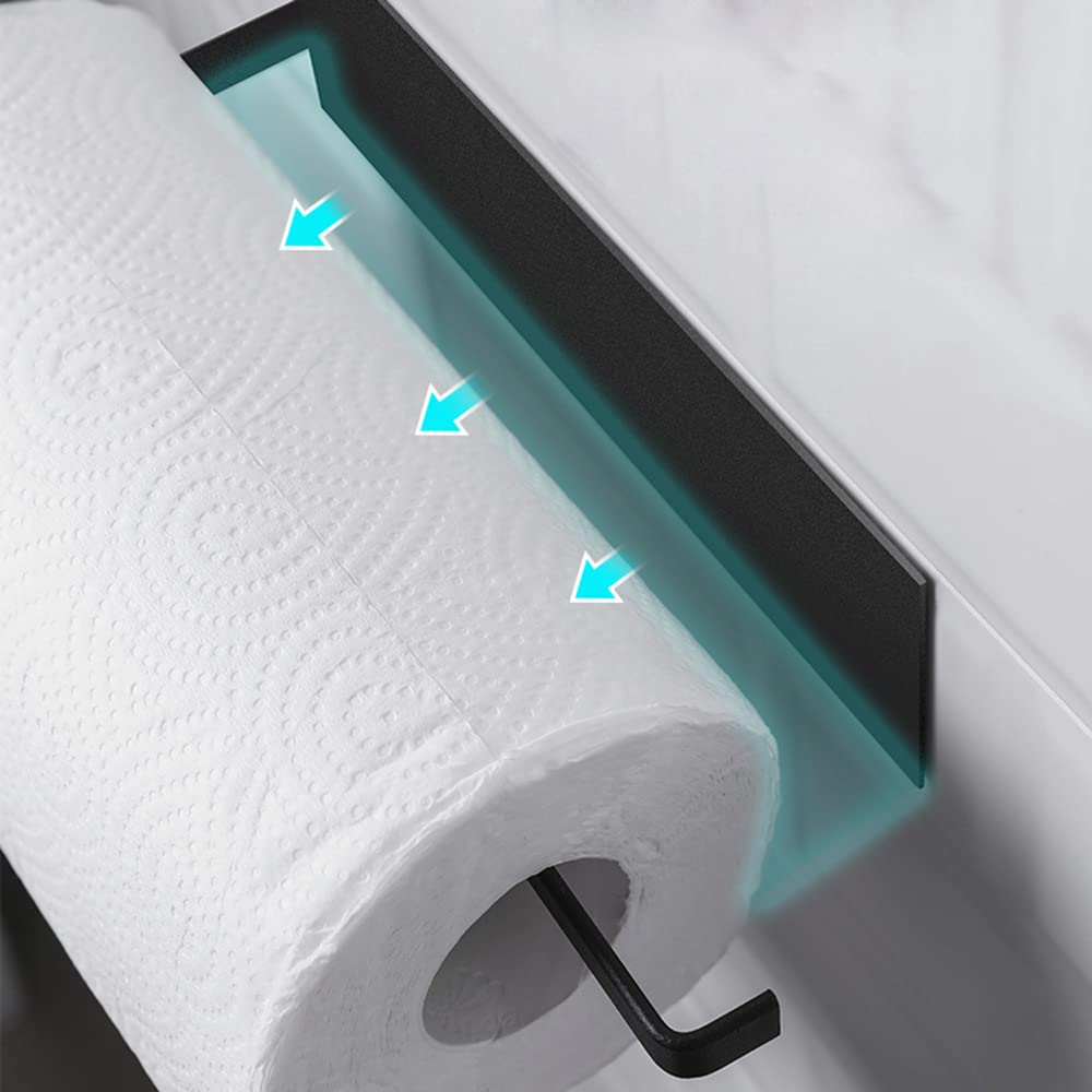 Lxoraziy portarotolo cucina adesivo nero +2 ganci