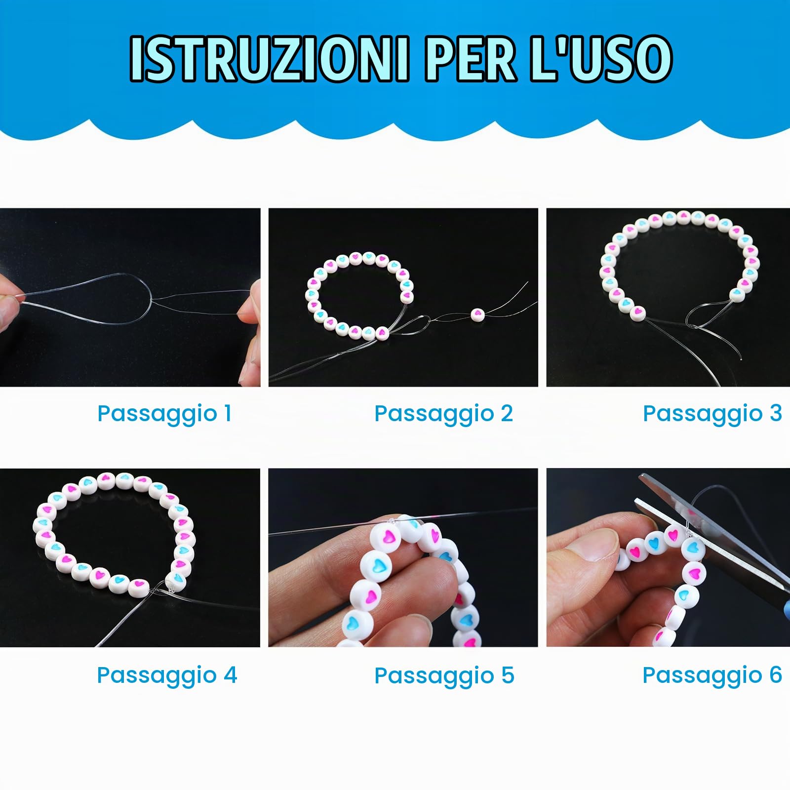 Quelcc Filo Elastico Braccialetti 0,6/0,8 mm 2 Rotoli