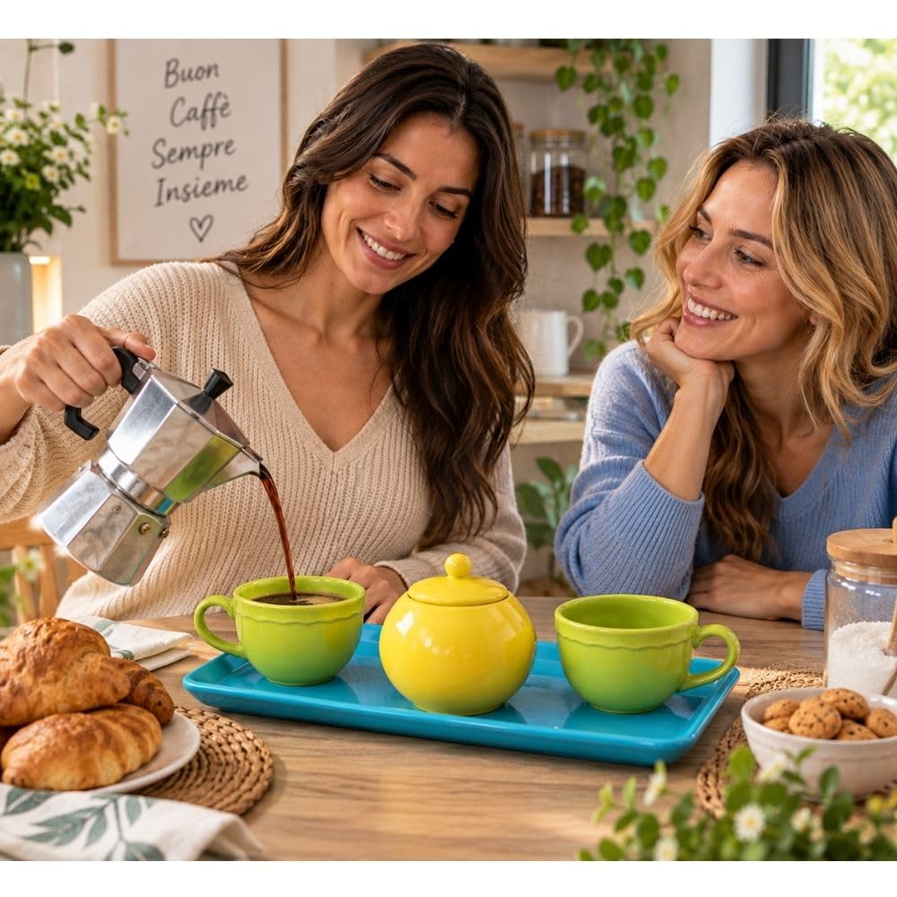 Cecaro Group Set Caffè tazzine ceramica 2 tazze con vassoio