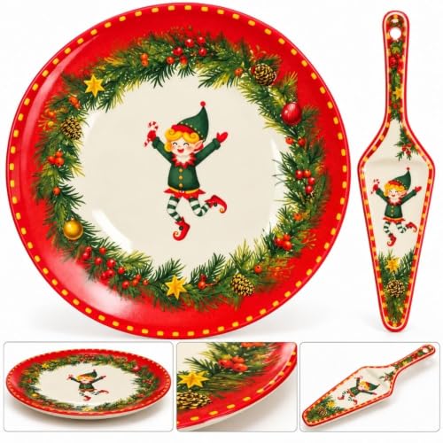 Cecaro Group Set Torta Gnomo Piatto 30 cm Ceramica 2 Pezzi
