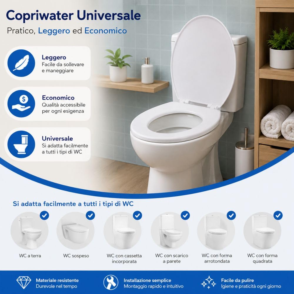 Cecaro Group Copriwater Universale Morbido PVC Bianco