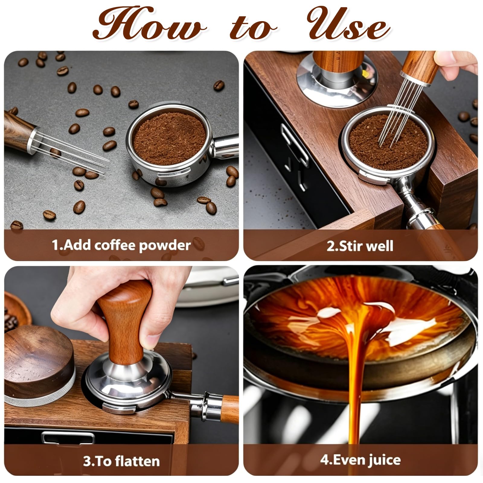 Quelcc pressino caffè 51 mm acciaio manico legno