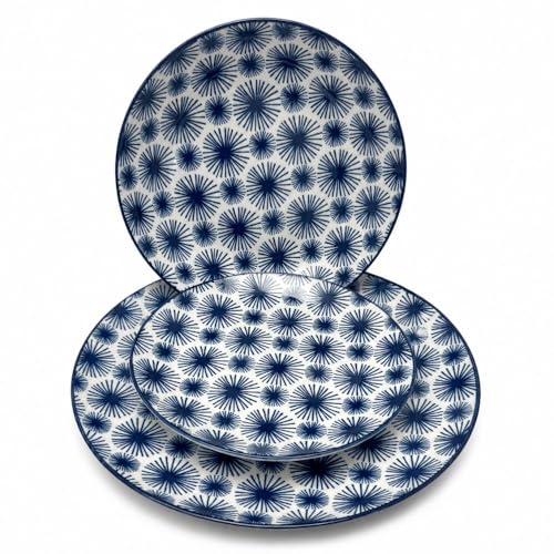 Cecaro Group Servizio Piatti 18 Pezzi Ceramica Blu 6 Persone