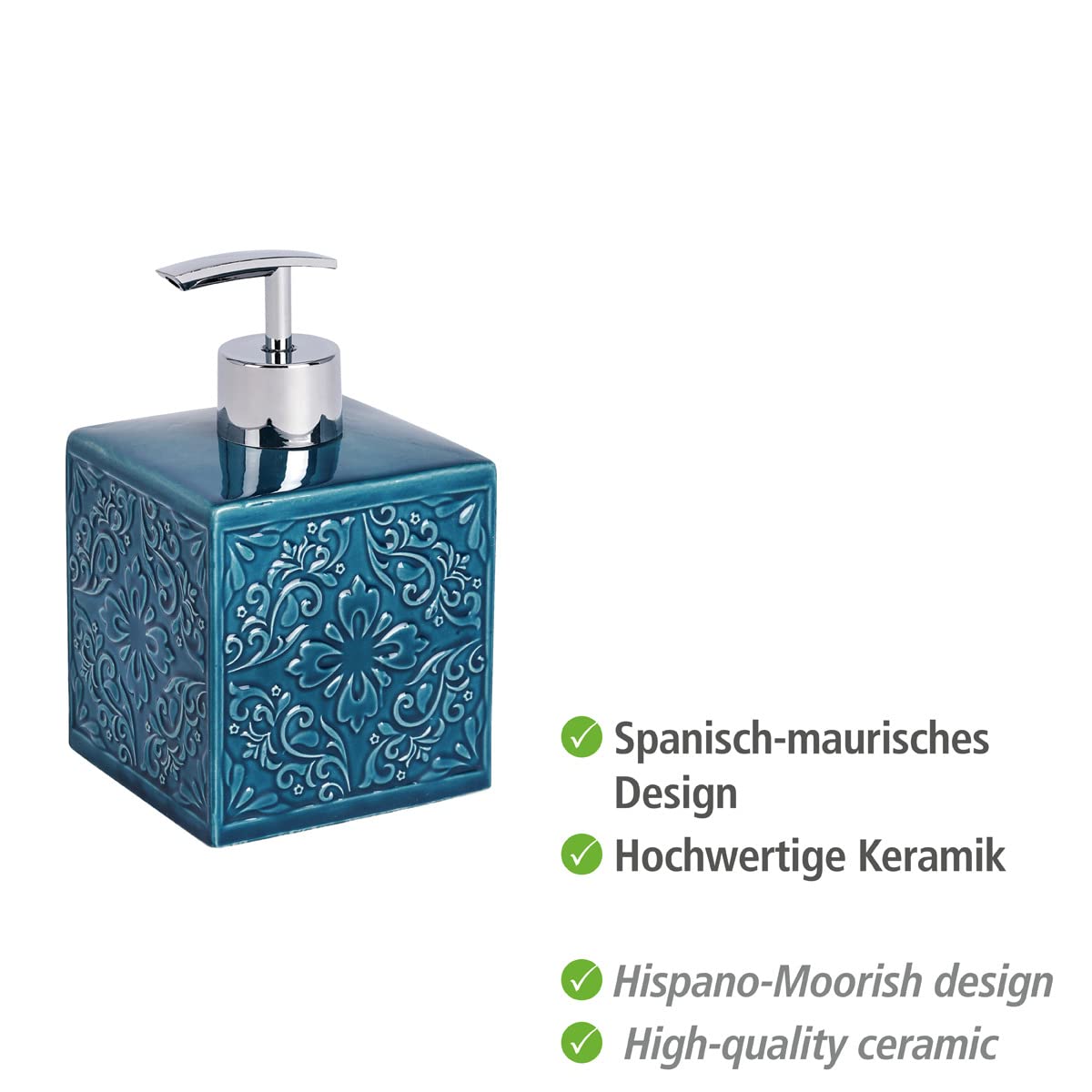 Wenko Cordoba Dispenser Sapone Ceramica Blu 500 ml