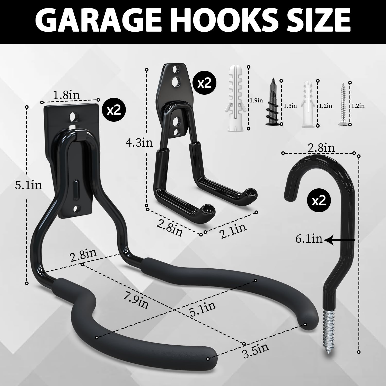 3-H Ganci da Parete Garage 6 Pezzi 50 kg