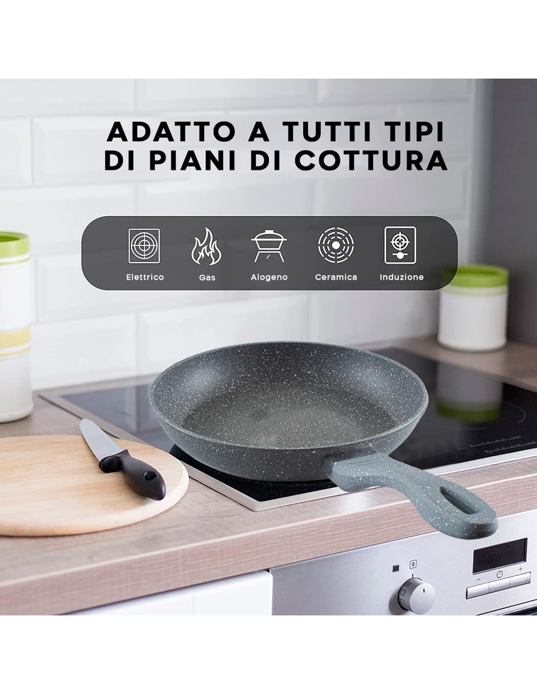 Cecaro Group Set 3 Padelle 20/24/28 cm Antiaderenti con Coperchi