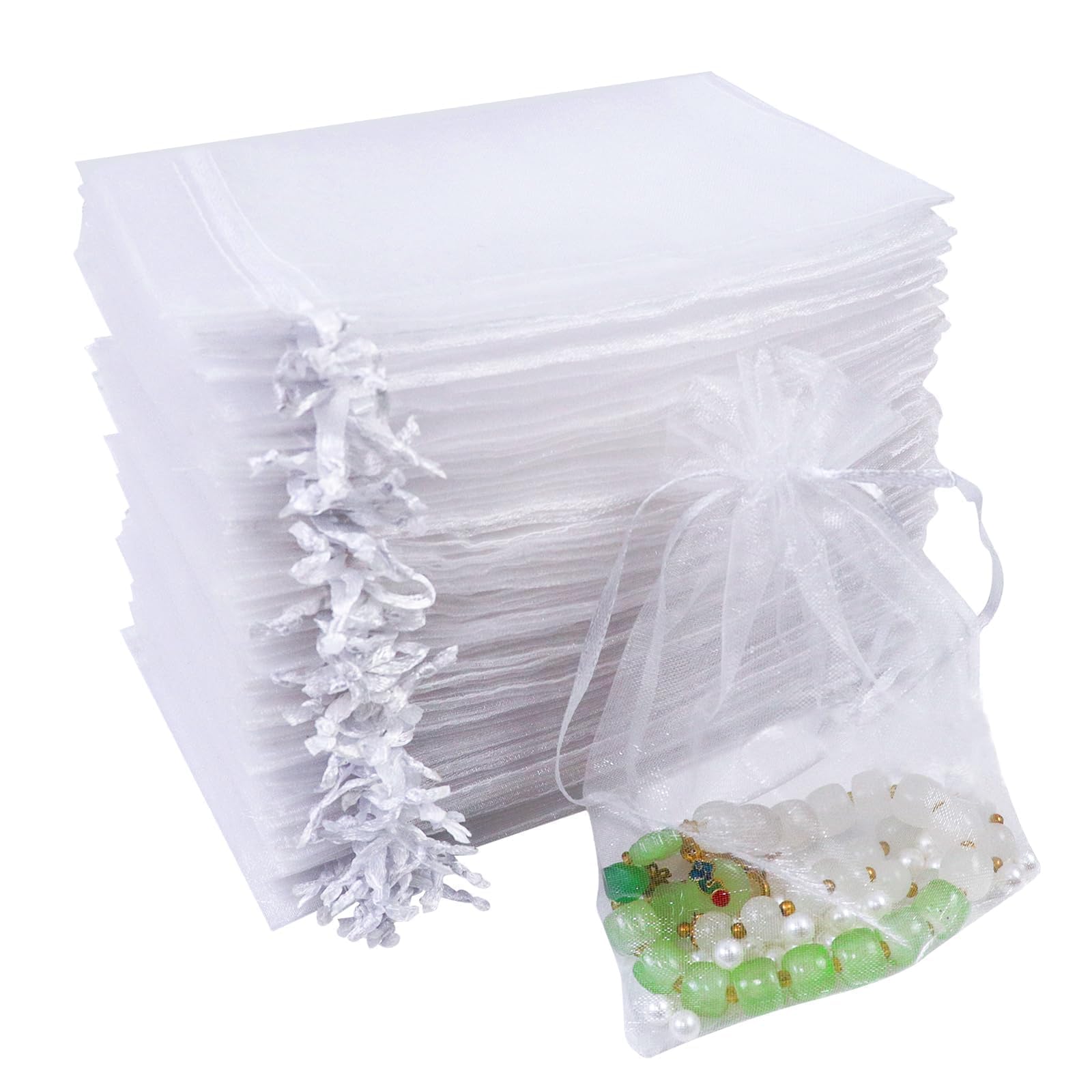 Quelcc sacchetti organza bianchi 7x9 cm 100 pz