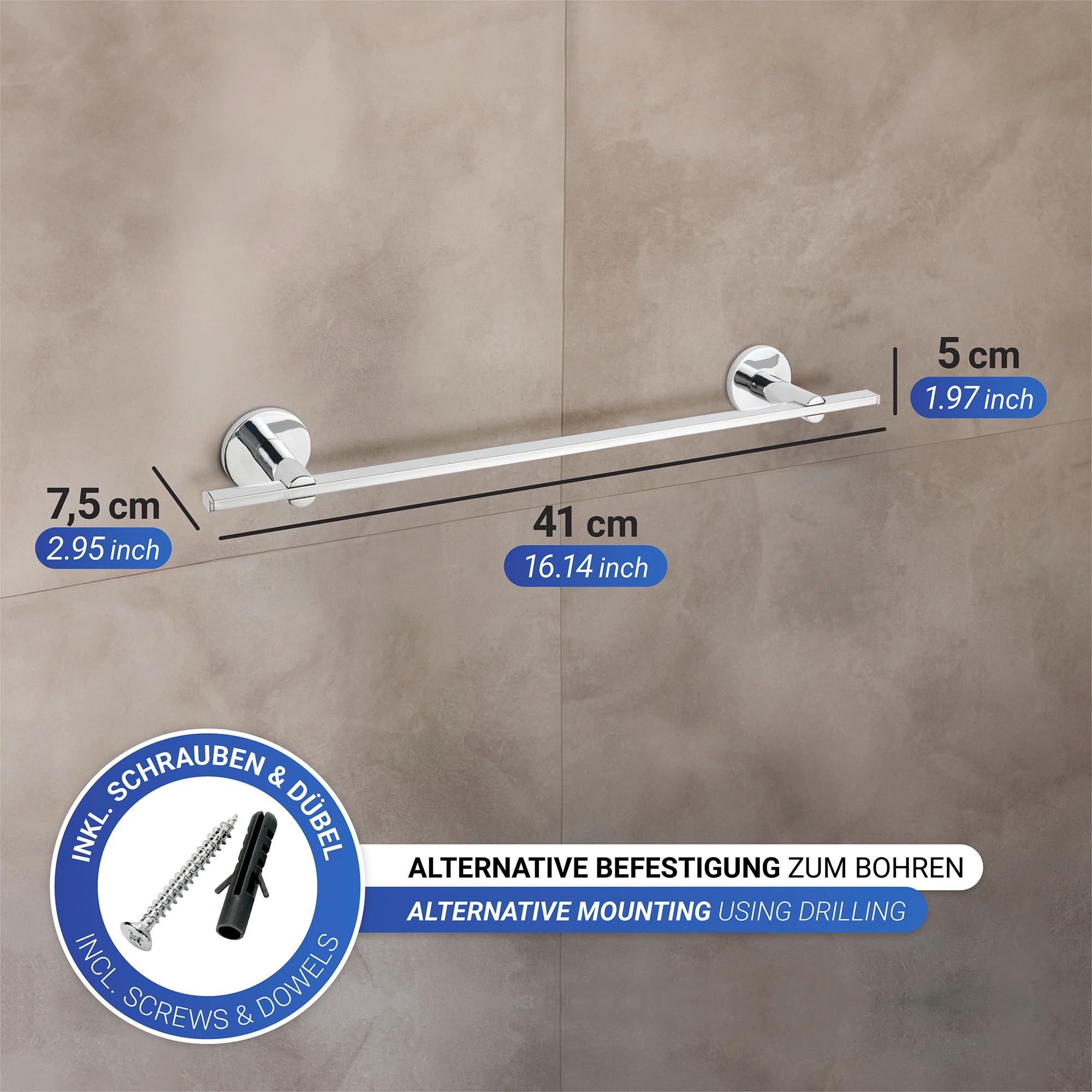 Wenko Isera Uno portasciugamani senza forare 41 cm