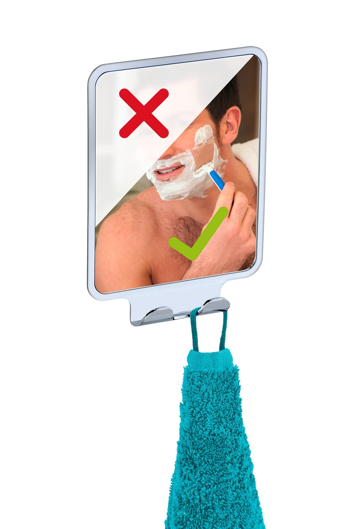 Wenko Vacuum-Loc Quadro specchio da parete senza forare lucido