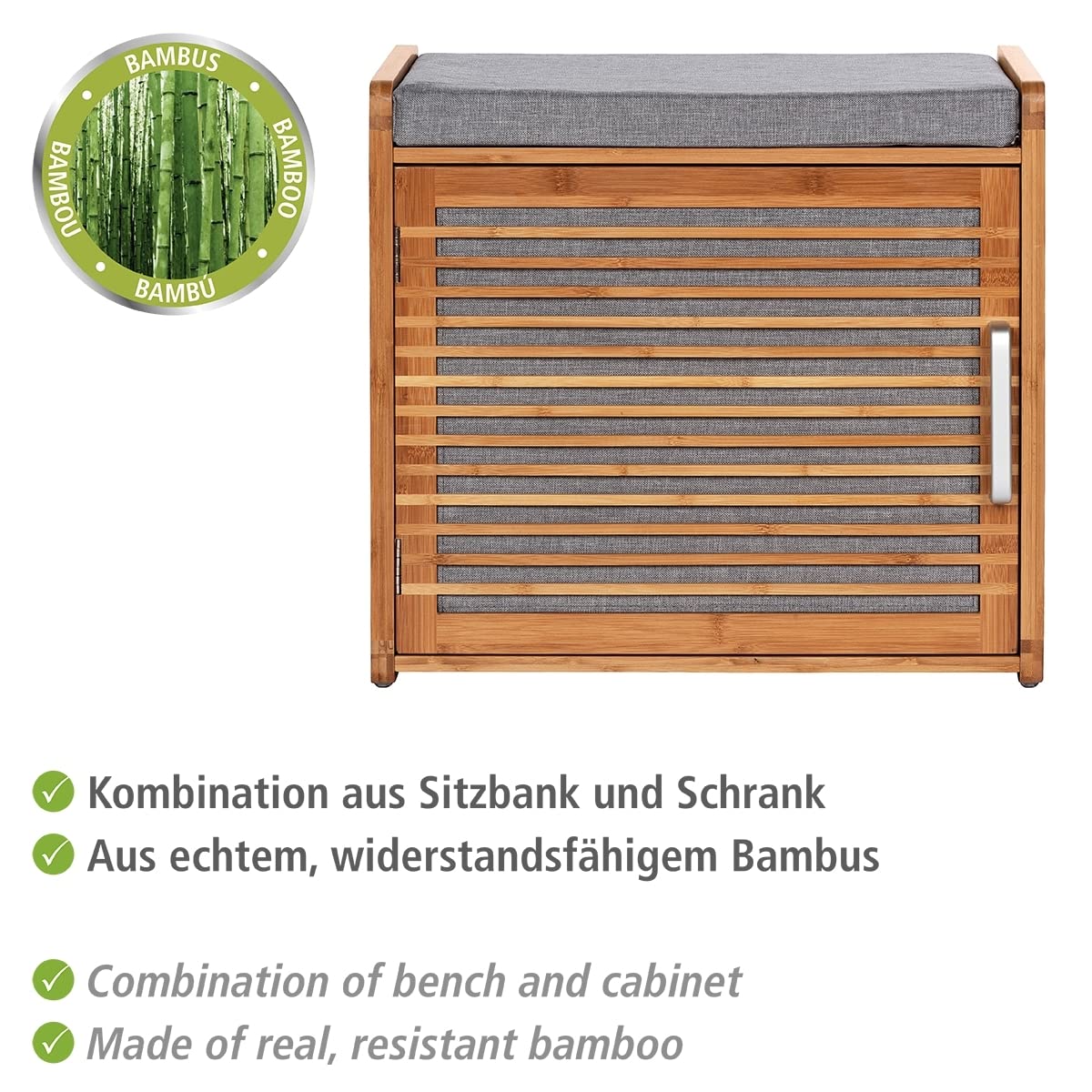 Wenko Bahari Scarpiera con Seduta 50x45x33 cm Bambù