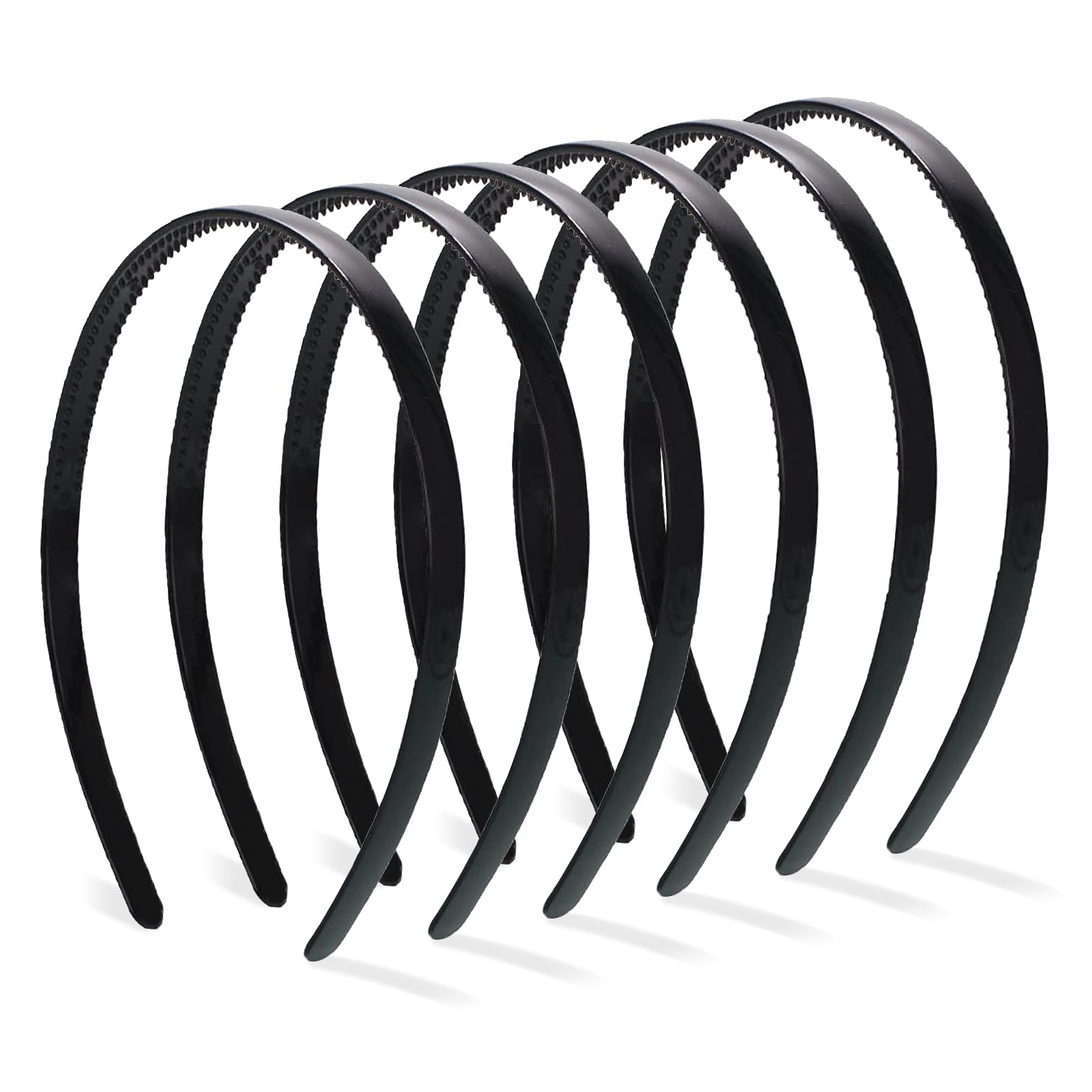 Quelcc Cerchietto Nero Sottile 8 mm 6 Pezzi con Denti
