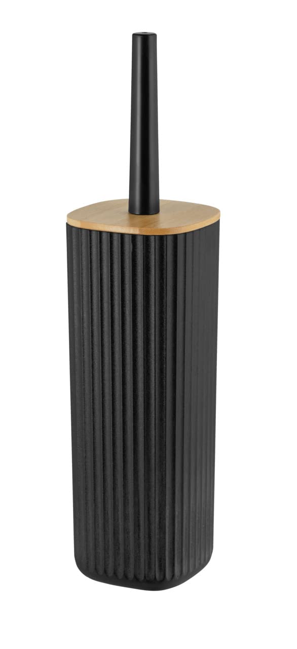 Wenko Rotello scopino WC nero naturale con portascopino