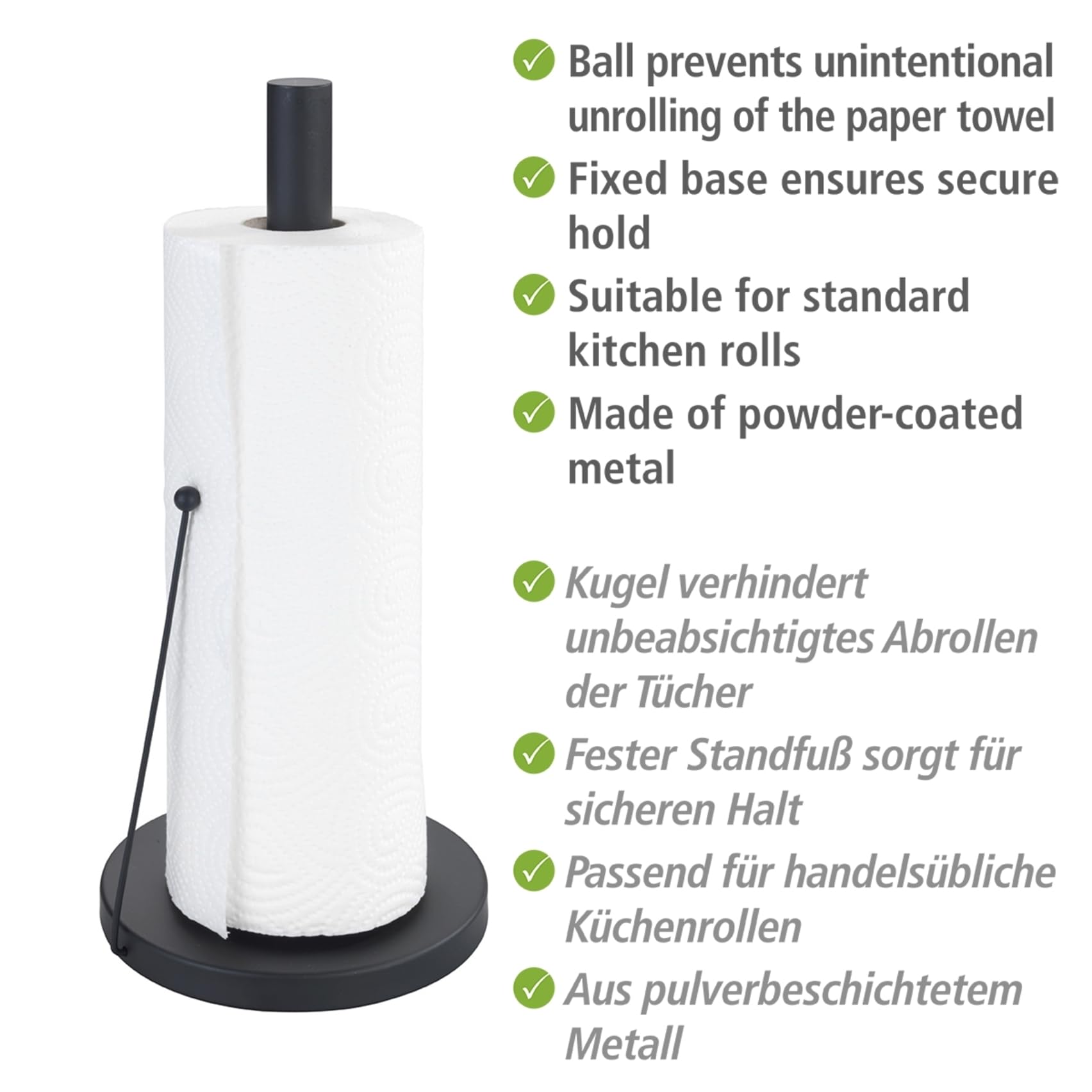 Wenko Clayton Black Outdoor portarotolo cucina nero esterno