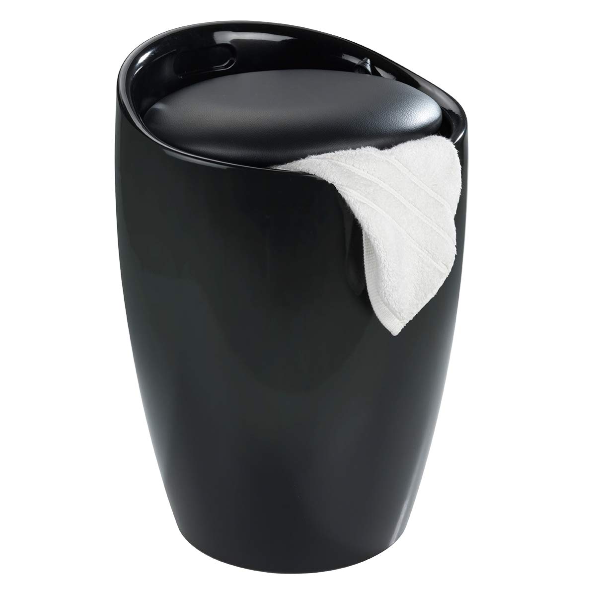 Wenko Candy sgabello portabiancheria bianco nero 20L