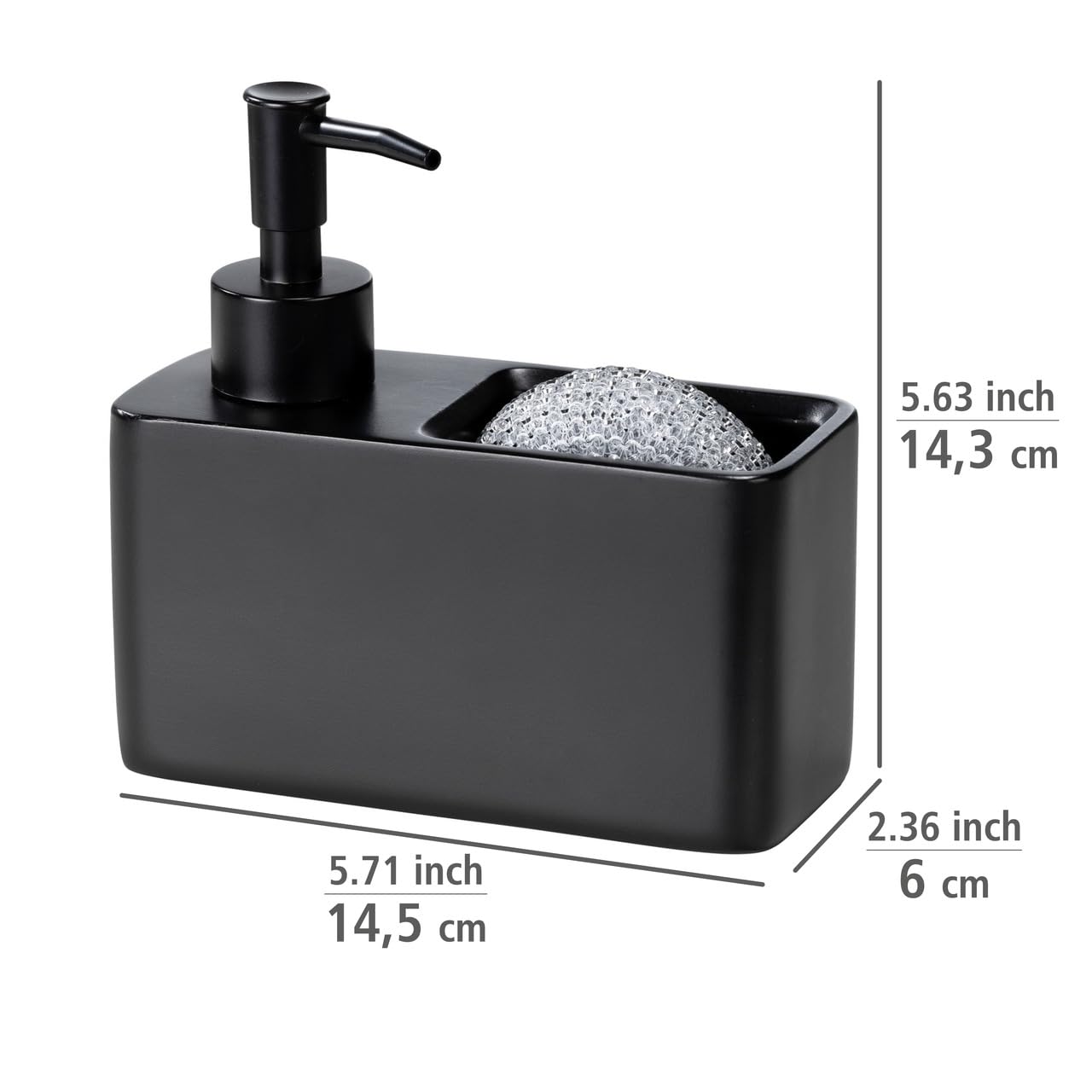 Wenko Resa dispenser detersivo 150 ml nero con spugna