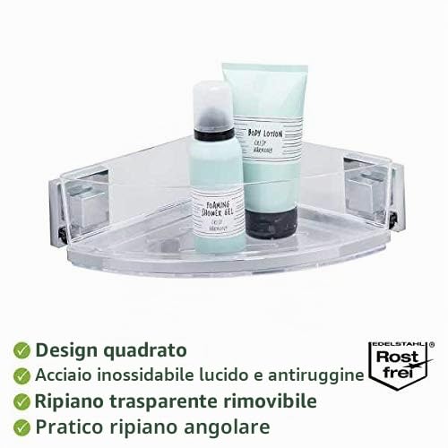 Wenko Vacuum-Loc Quadro mensola angolare 1 piano inox