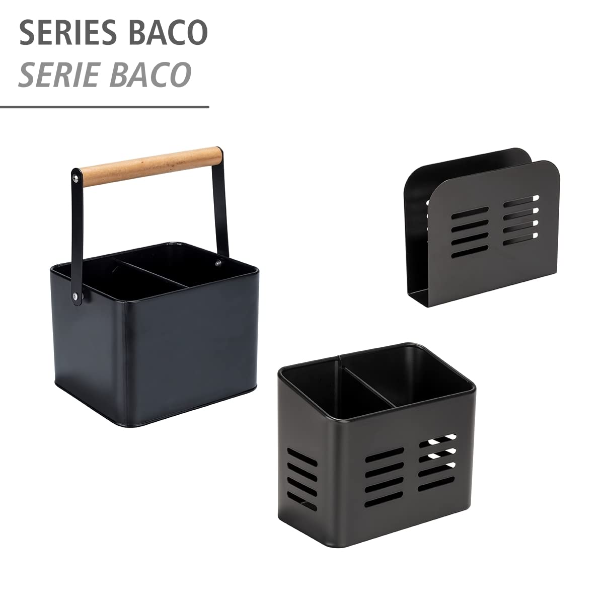 Wenko Baco Portatovaglioli 15x12,5x4 cm Nero Metallo