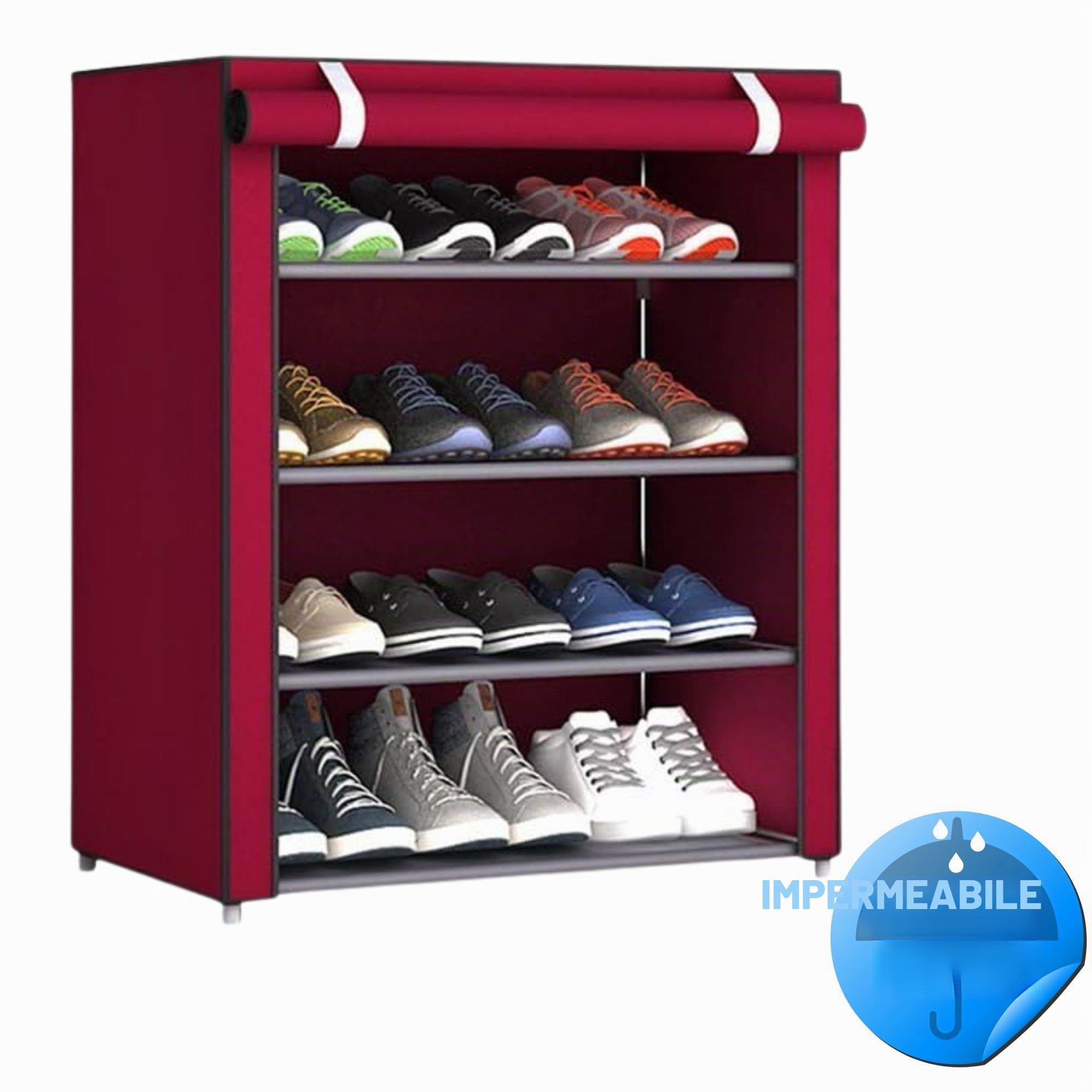 Cecaro Group Scarpiera Tessuto 4 Ripiani 60x30x72 cm