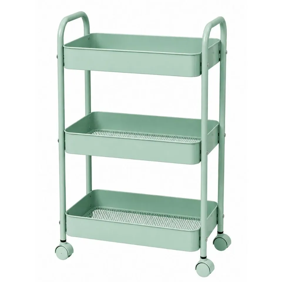 Cecaro Group Carrello 3 Ripiani Metallo Verde Salvia 45x30x78 cm