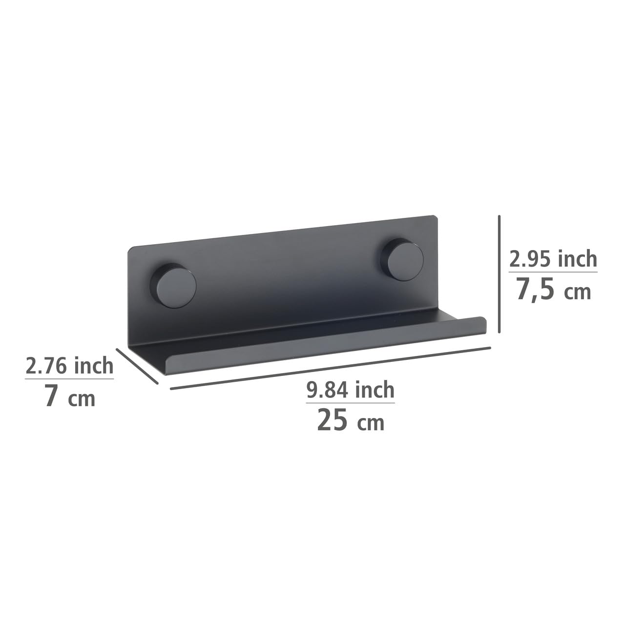 Wenko Jet S Mensola Portaspezie Nero 25 cm senza Forare