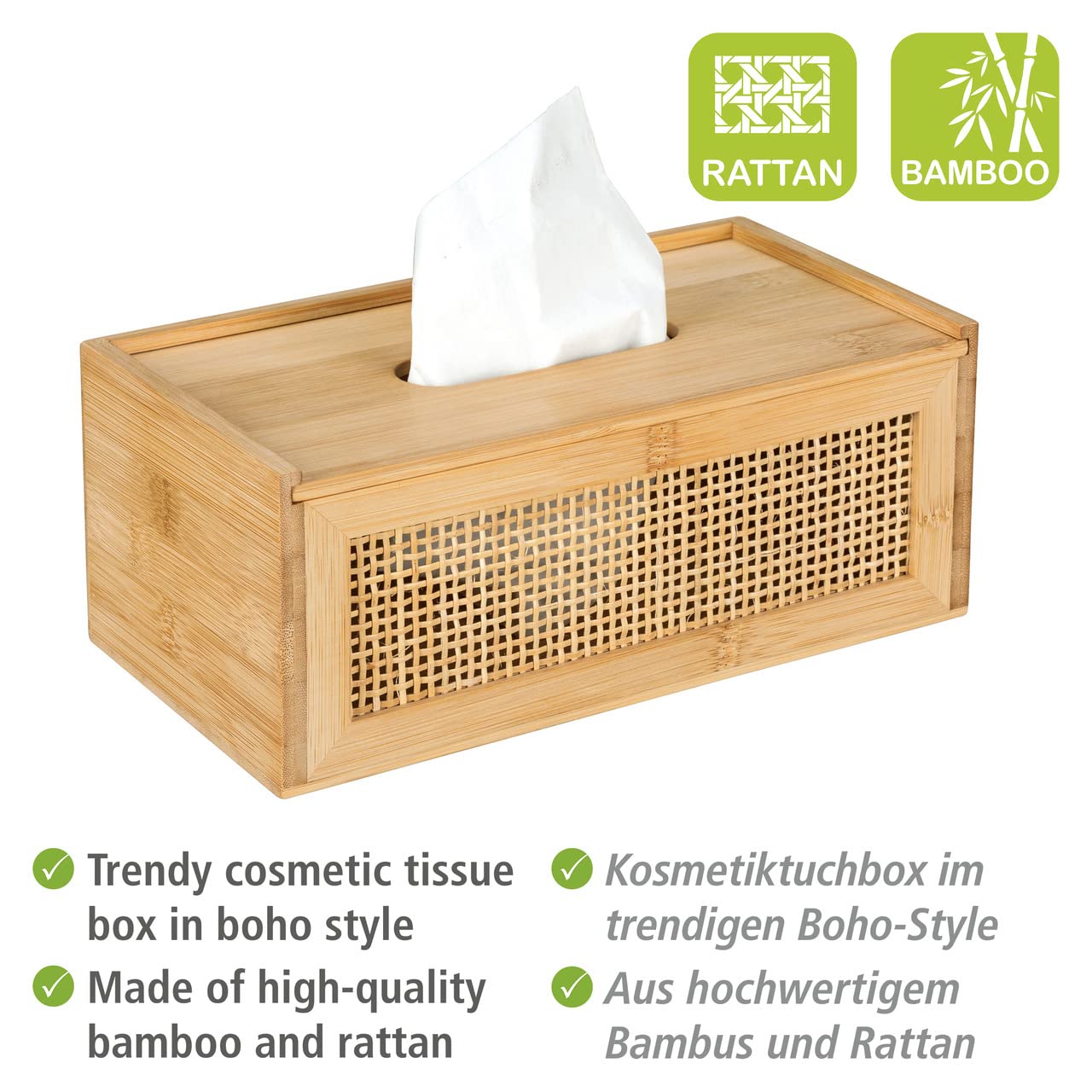 Wenko Allegre box portafazzoletti rattan bambù naturale