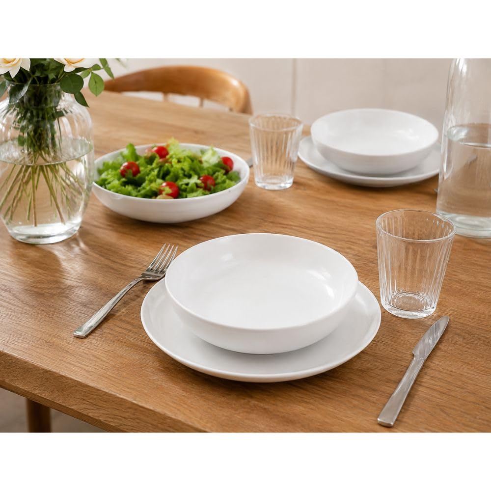 Cecaro Group servizio piatti ceramica 12 pezzi bianco 6 persone
