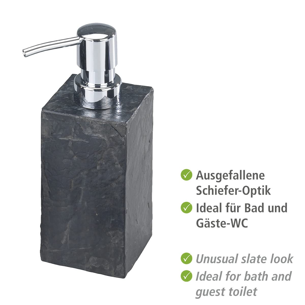 Wenko Slate Rock dispenser sapone 250 ml antracite effetto ardesia