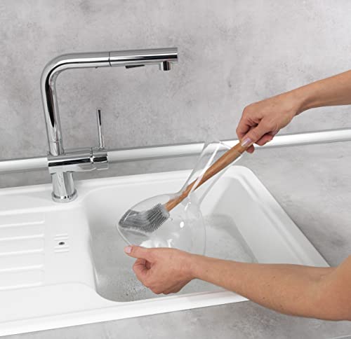 Wenko Hollie spazzola bottiglie silicone grigia 30 cm legno