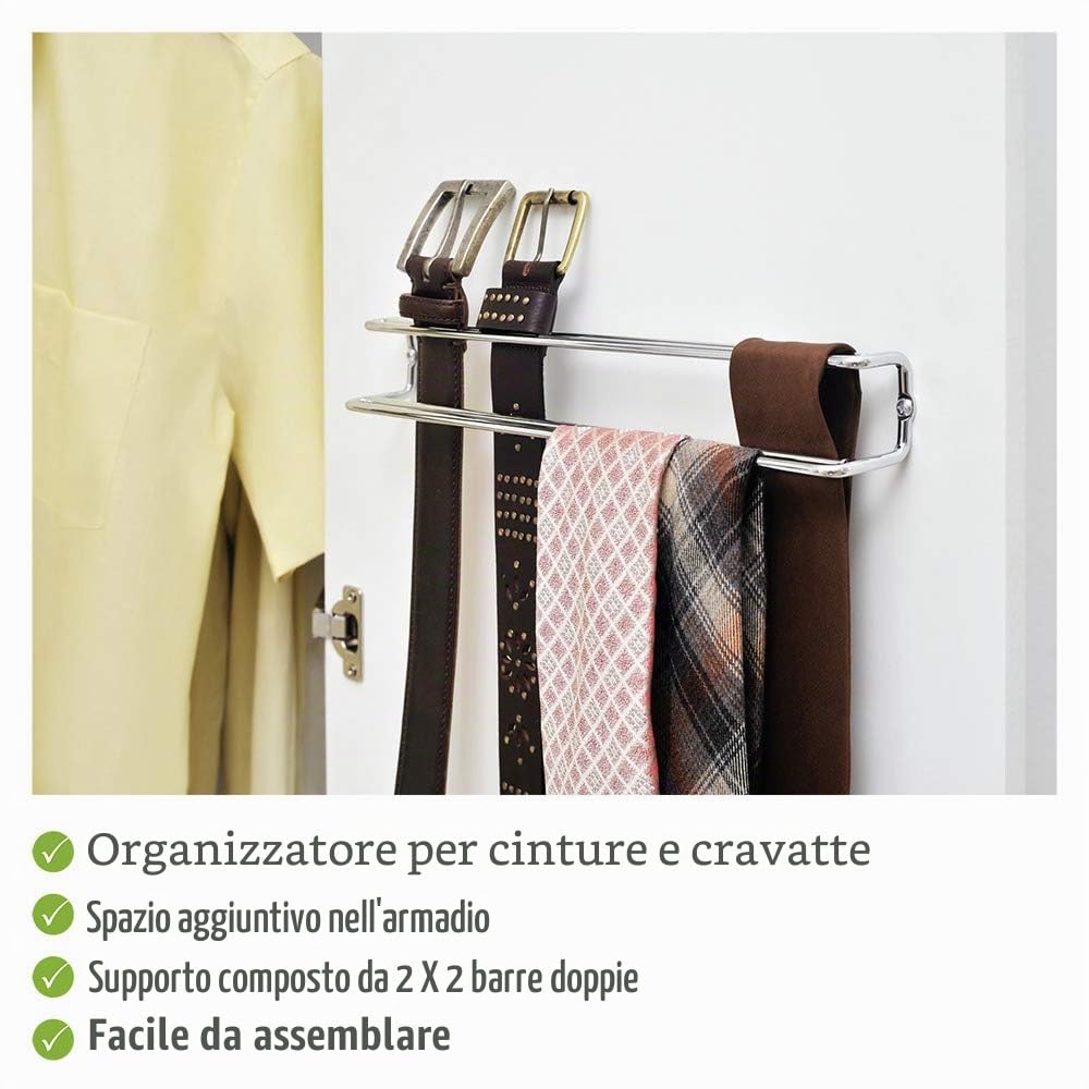 Wenko porta cravatte e cinture da armadio 36x4,5x5 cromo