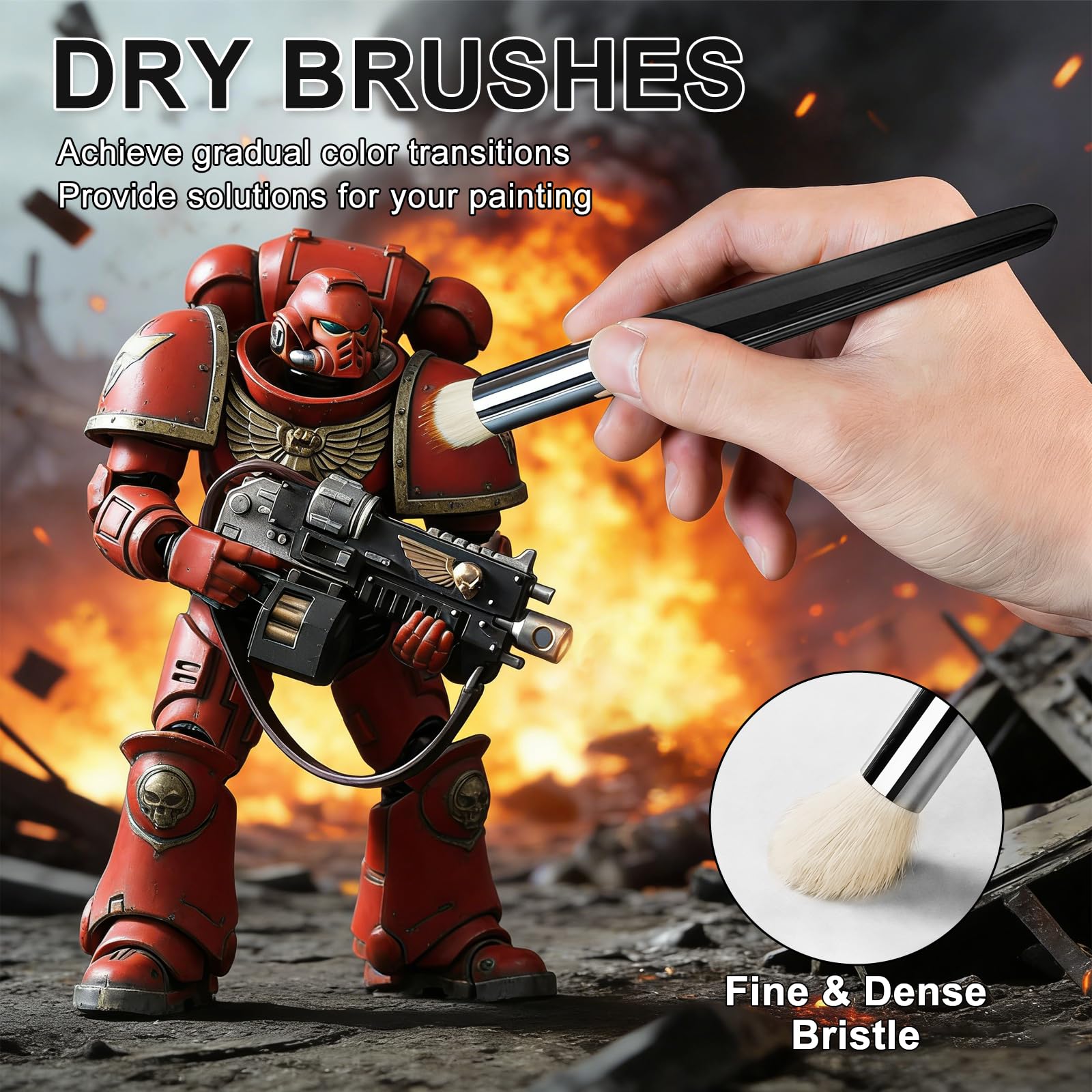 Quelcc Set Pennelli Miniature 10 Pezzi Dry Brush Dettagli
