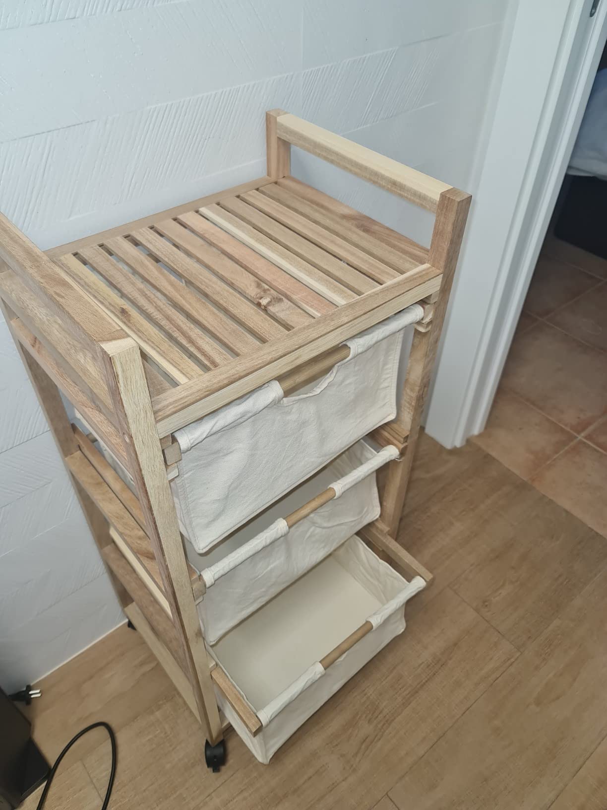 Wenko Acina carrello 3 cassetti legno acacia