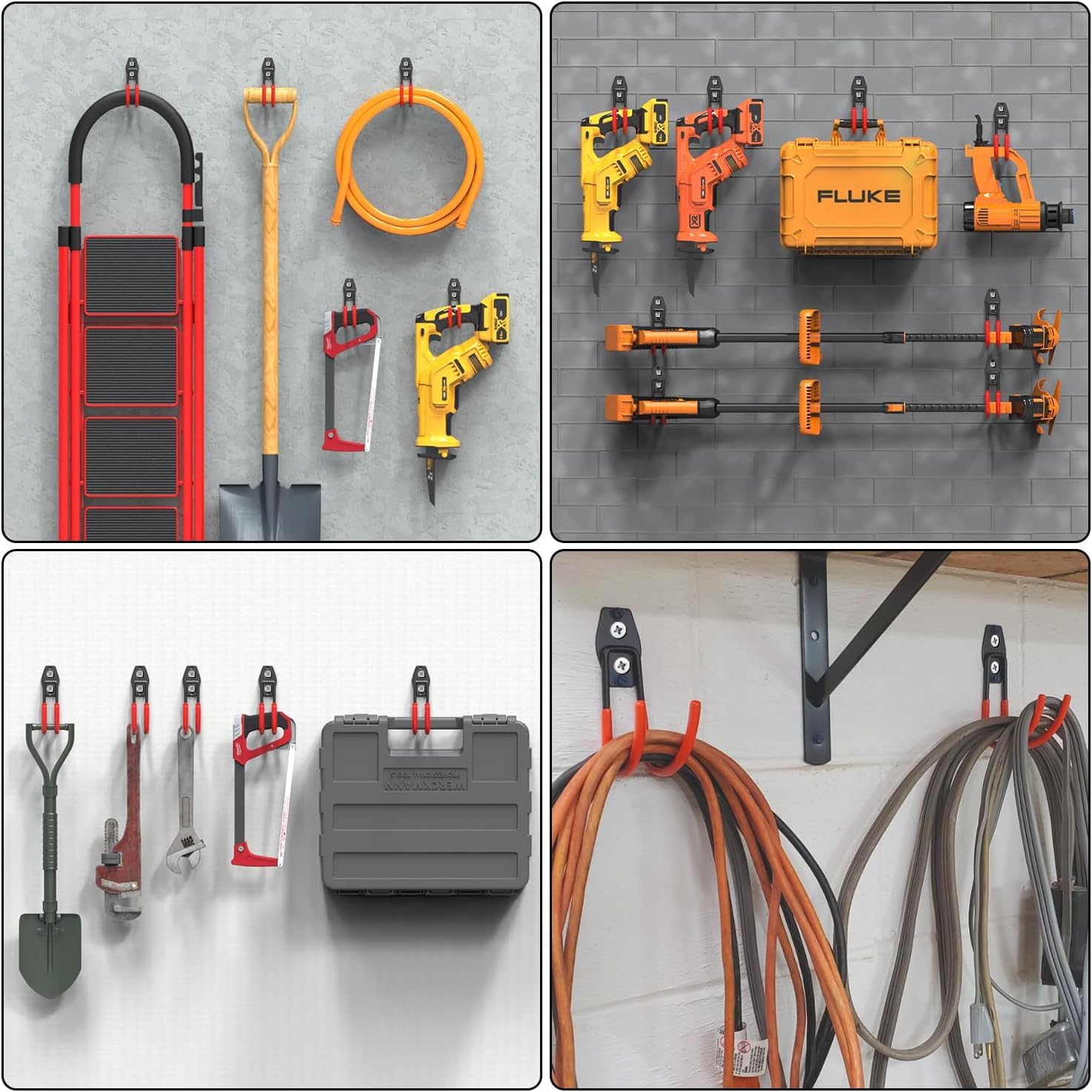 3-H ganci da garage 10 pezzi acciaio 42 kg