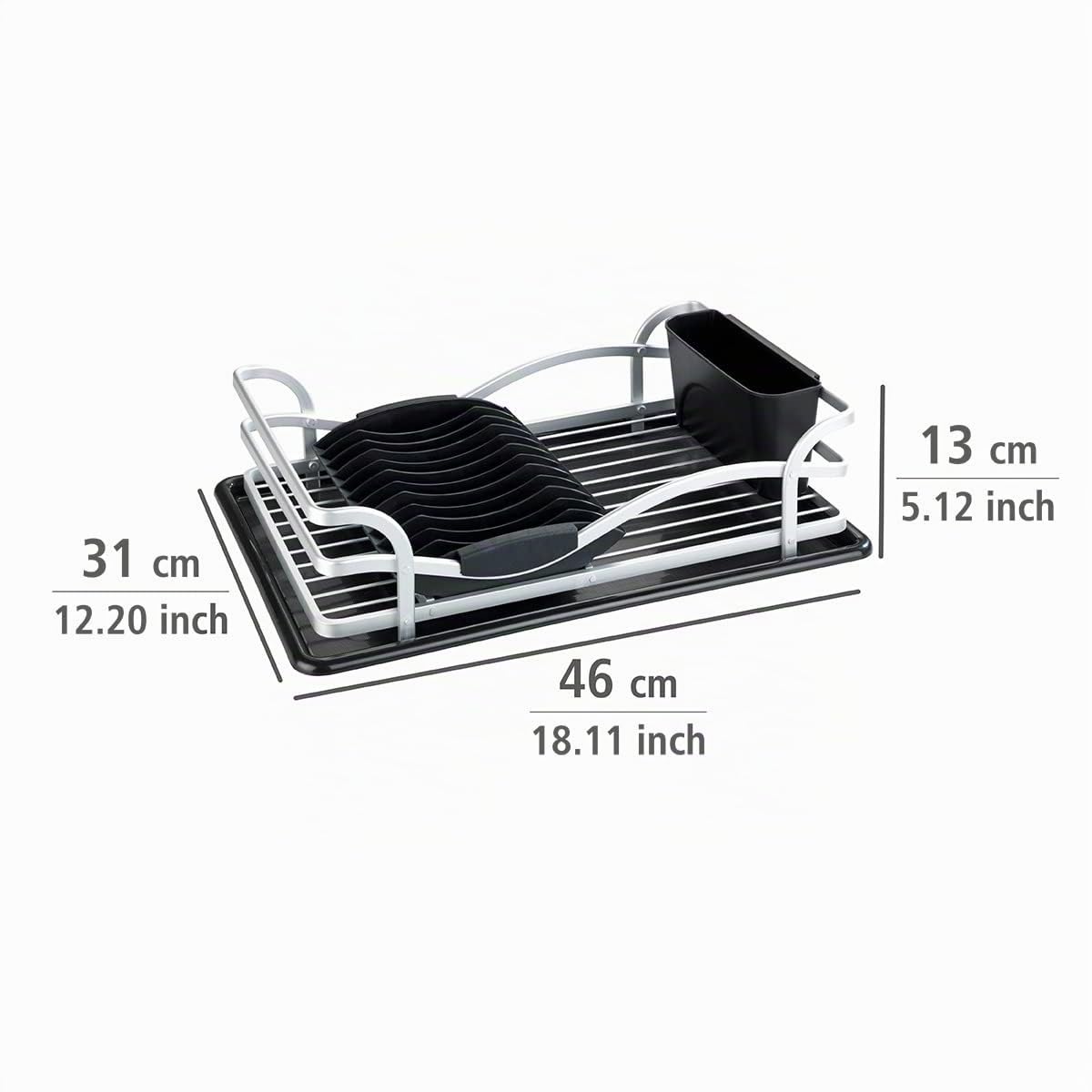 Wenko Alu scolapiatti alluminio 46,5 cm argento nero